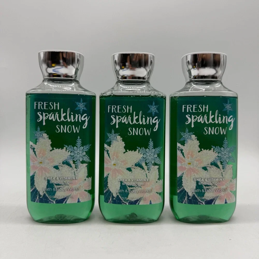 Bath & Body Works Fresh Sparkling Snow Shower Gel 10oz Lot of 3 Winter Scent